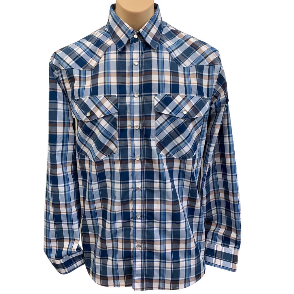 Bisley Mens Western BS70285 Blue Plaid Shirt