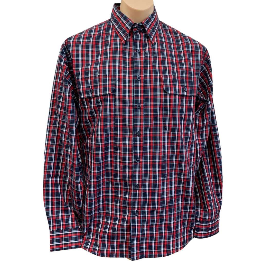 Bisley Mens Poly/Cotton BS70293 Red Plaid Shirt
