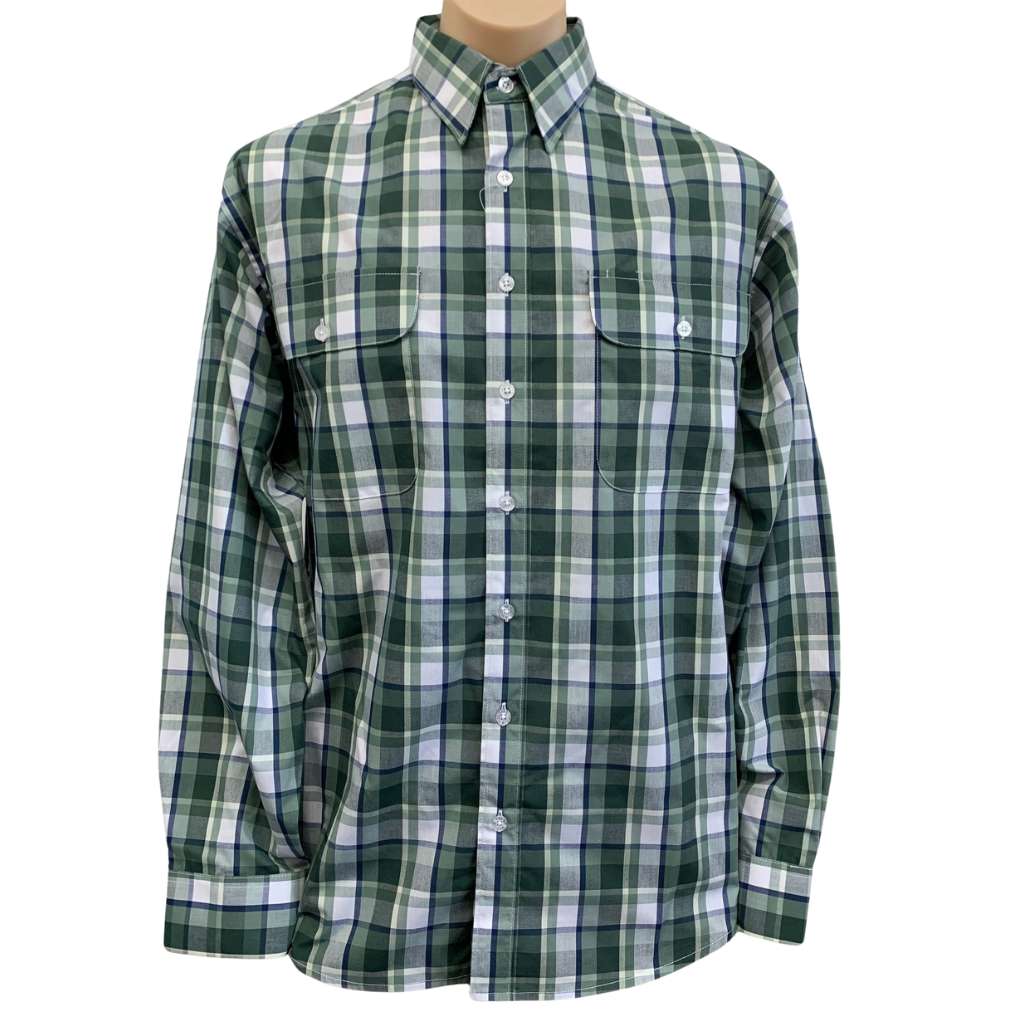 Bisley Mens Poly/Cotton BS70296 Green Plaid Shirt