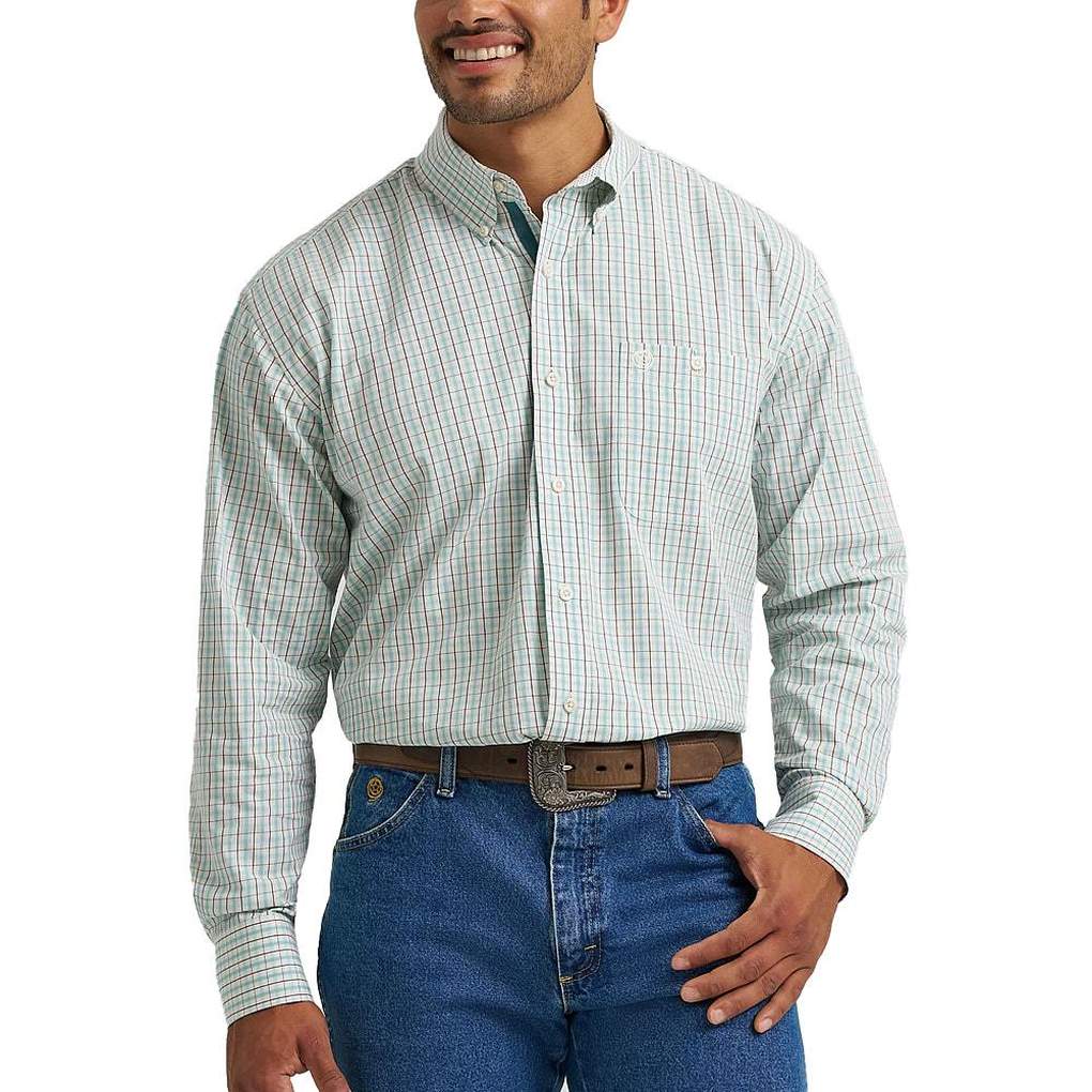 Wrangler Mens George Strait Small Plaid Shirt