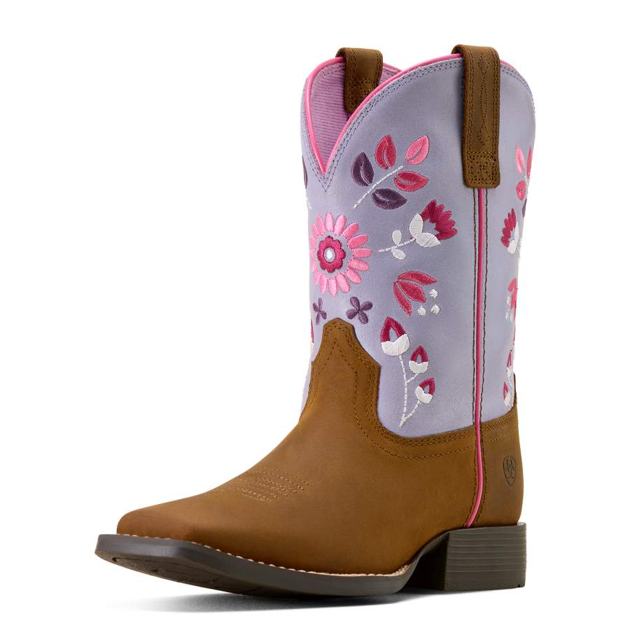 Ariat Kids Wild Bloom WST Distressed Brown/Mystic Lavender