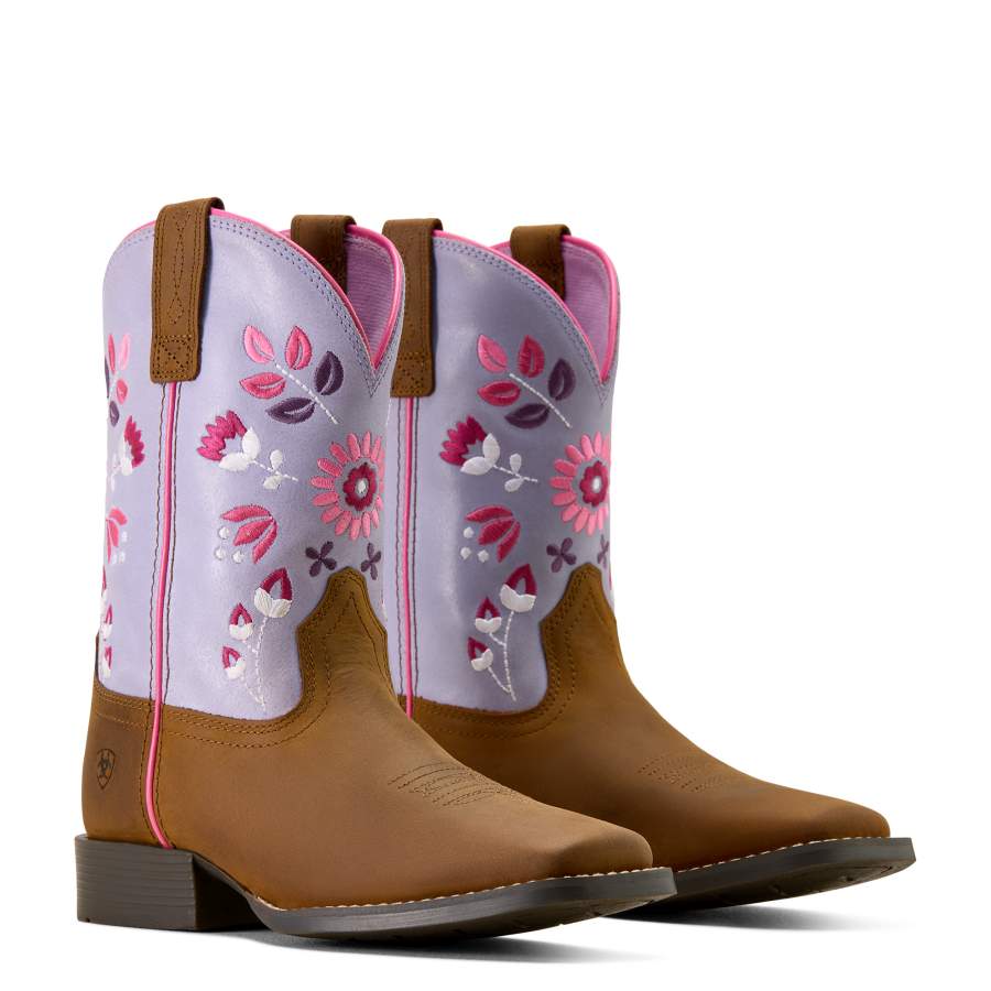 Ariat Kids Wild Bloom WST Distressed Brown/Mystic Lavender
