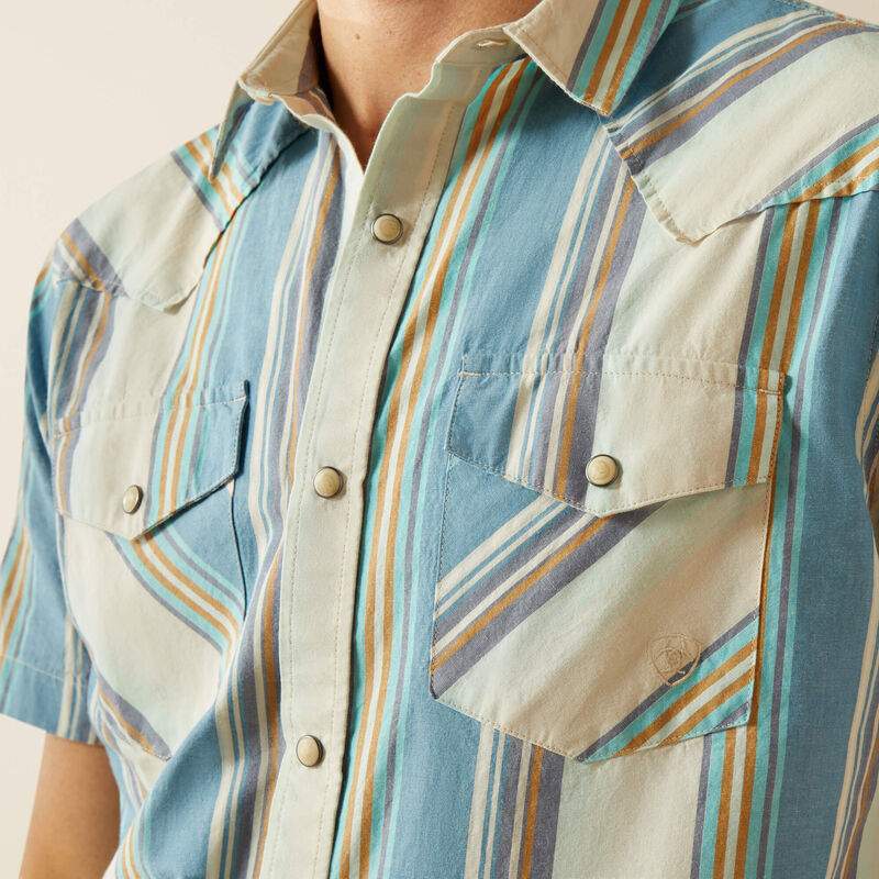 Ariat Mens Hilton Retro Snap S/S Shirt Off White