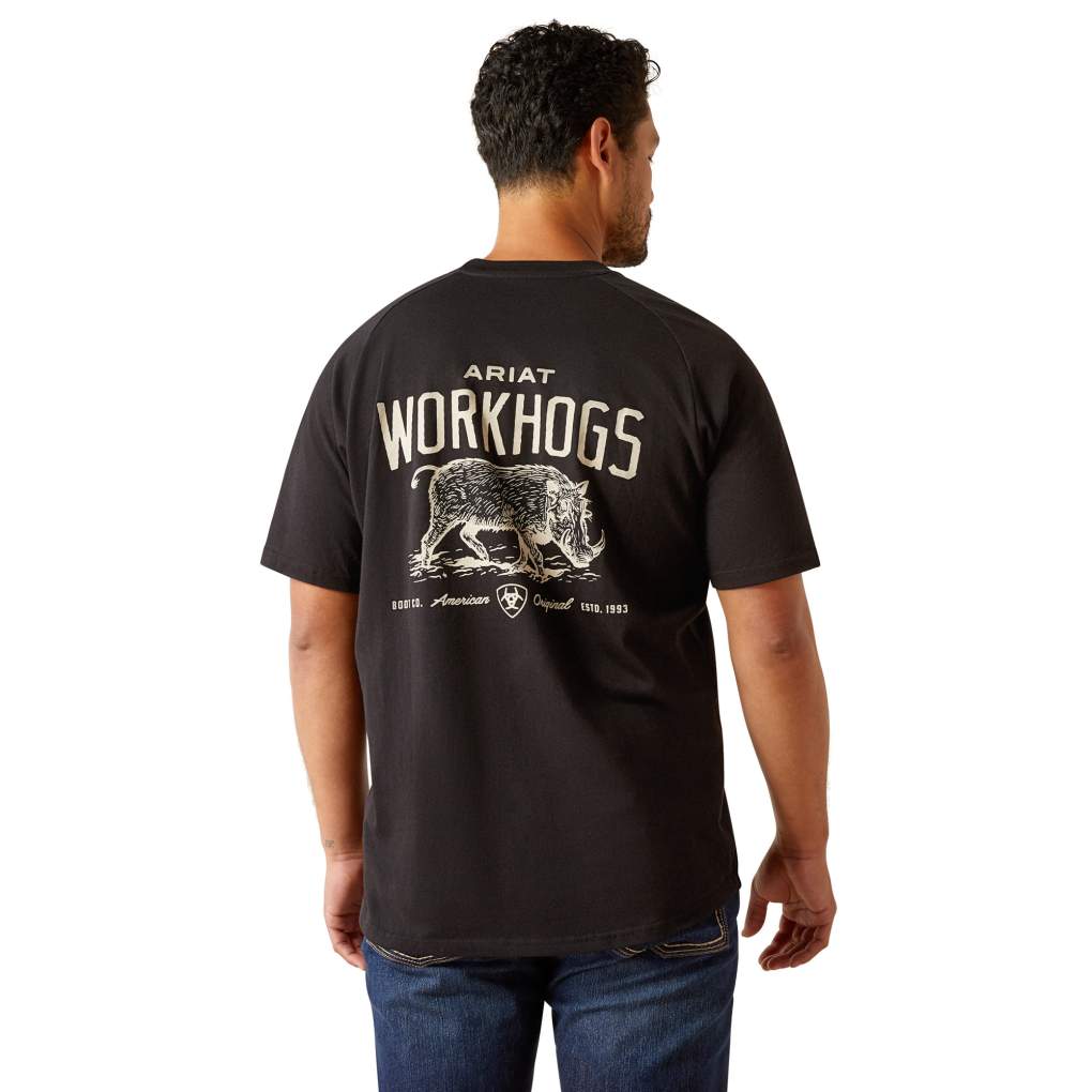 Ariat Mens Rebar Strong Workhog Black Cotton Tee