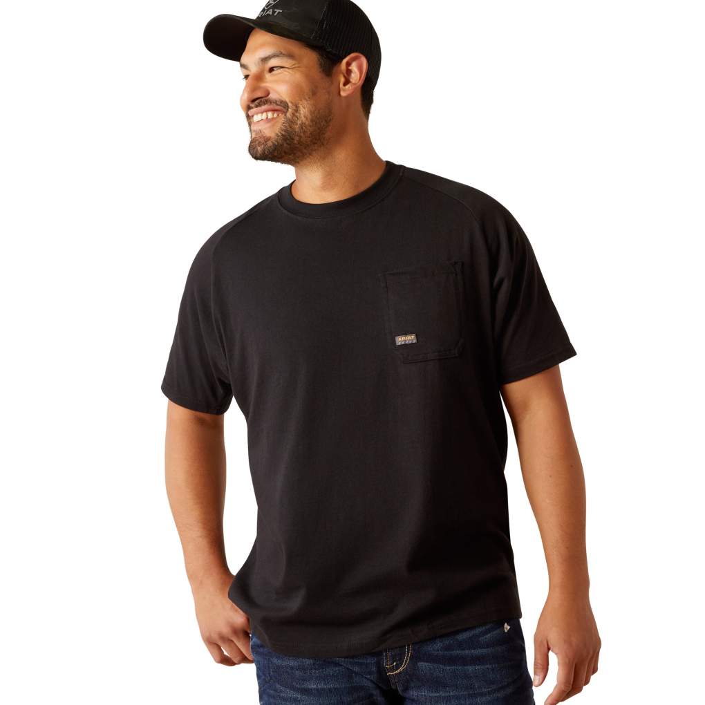Ariat Mens Rebar Strong Workhog Black Cotton Tee