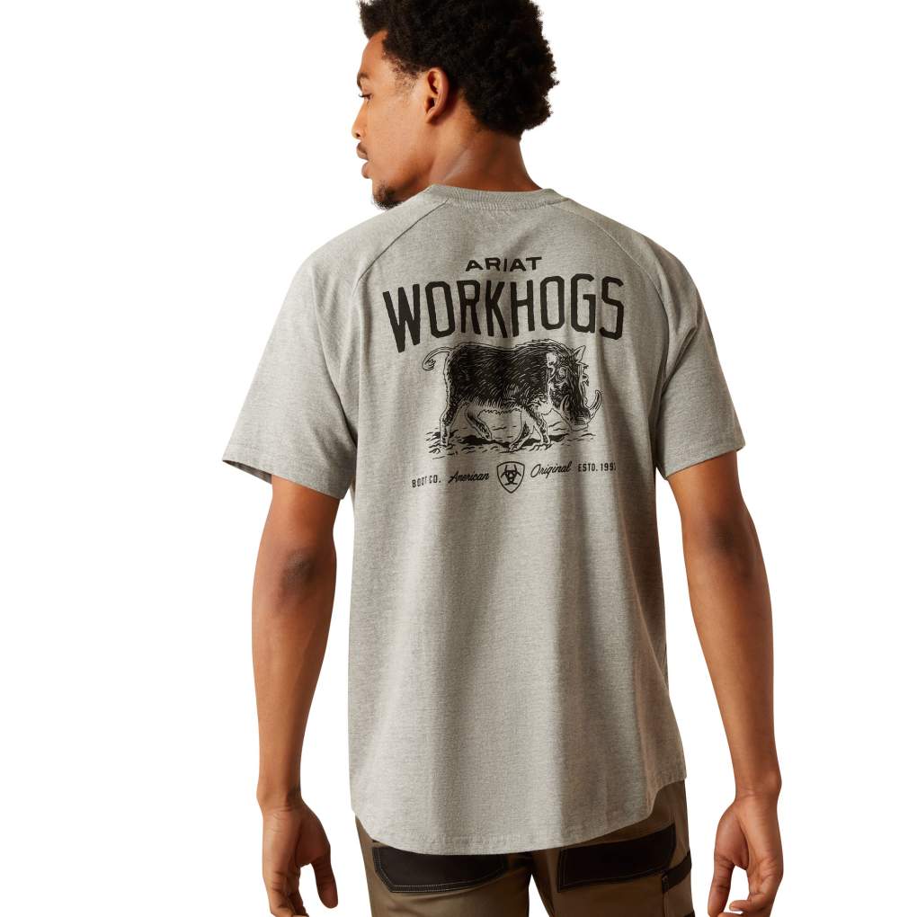 Ariat Mens Rebar Strong Workhog Grey Cotton Tee