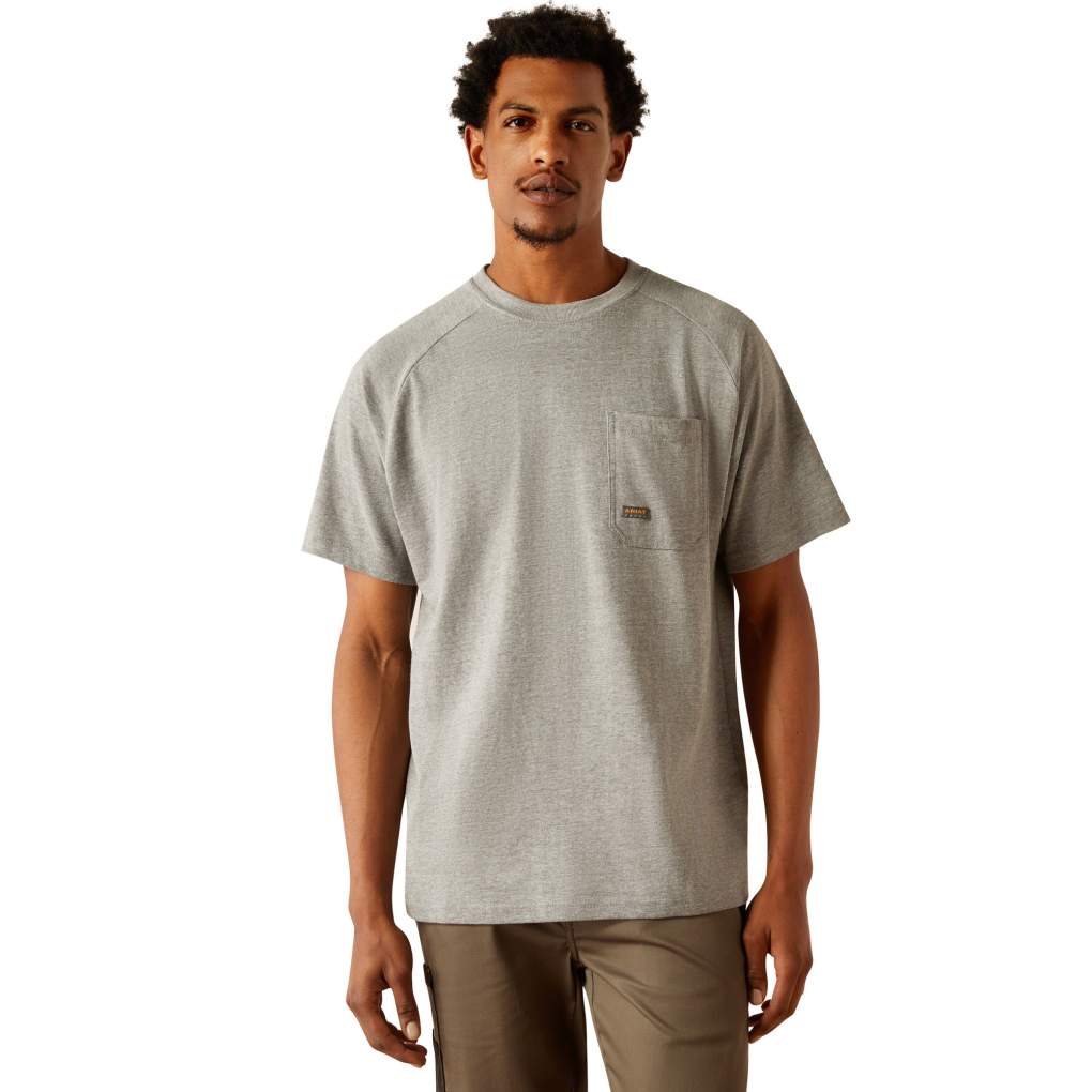 Ariat Mens Rebar Strong Workhog Grey Cotton Tee