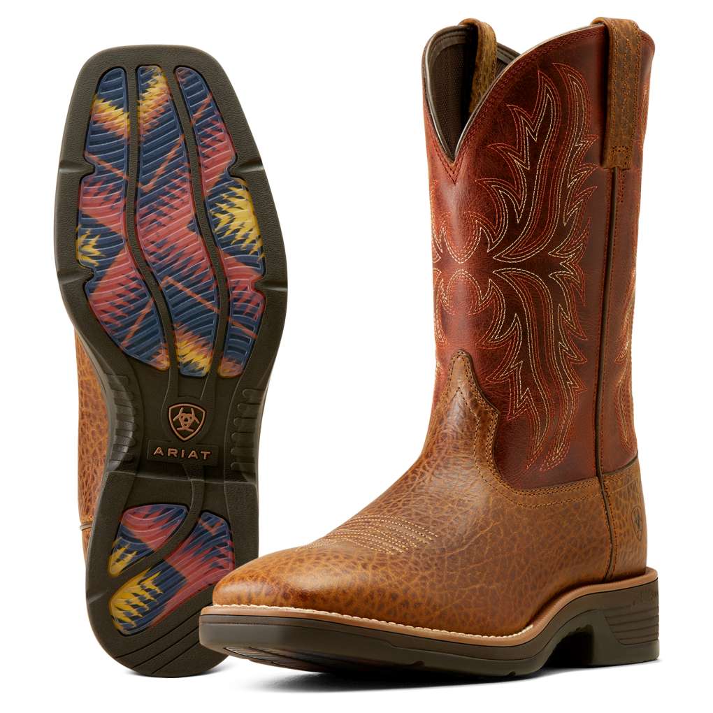 Ariat Mens Ridgeback Tan Bull Emboss/Orange Rust
