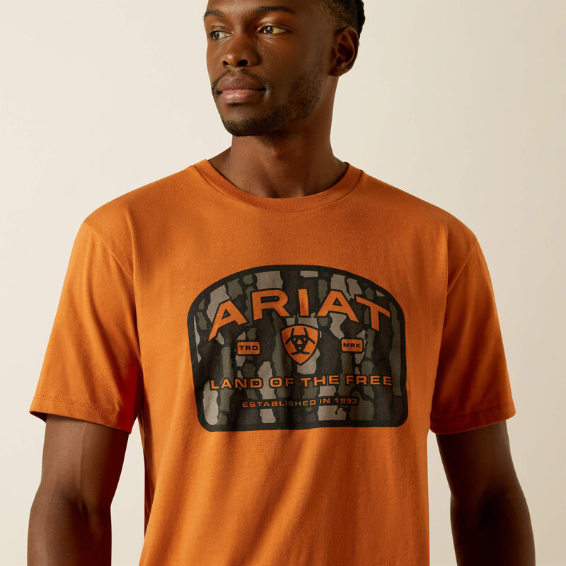 Ariat Mens Underlands Camo Badge Tee Adobe