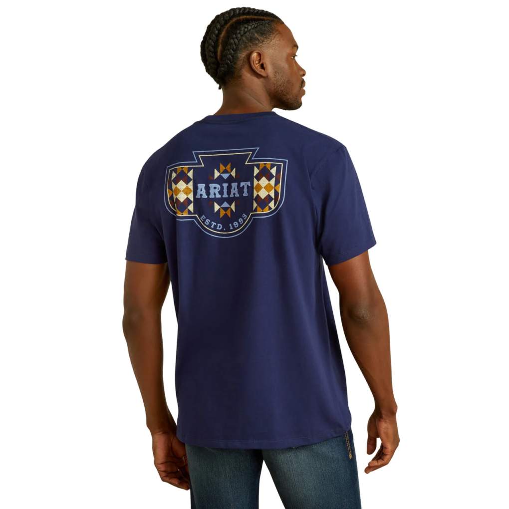 Ariat Mens Woven West Tee Medieval Blue