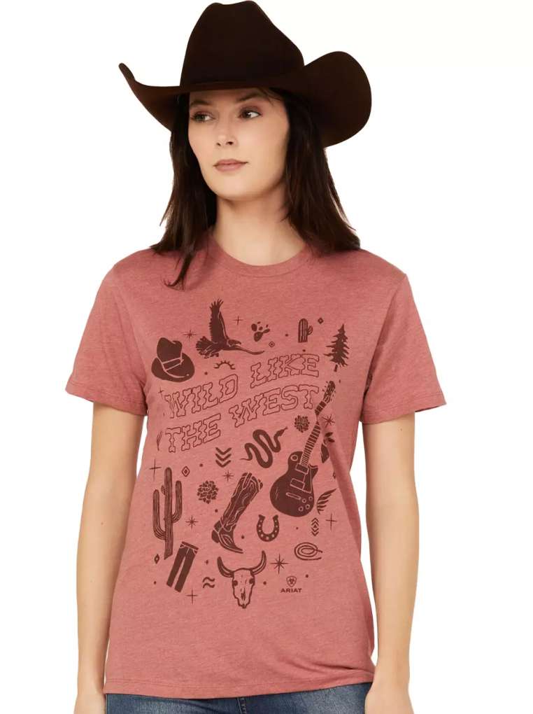 Ariat Ladies Cowboy Country Tee Red Clay