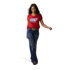 Ariat Ladies Flower Cow Tee Equestrian Red