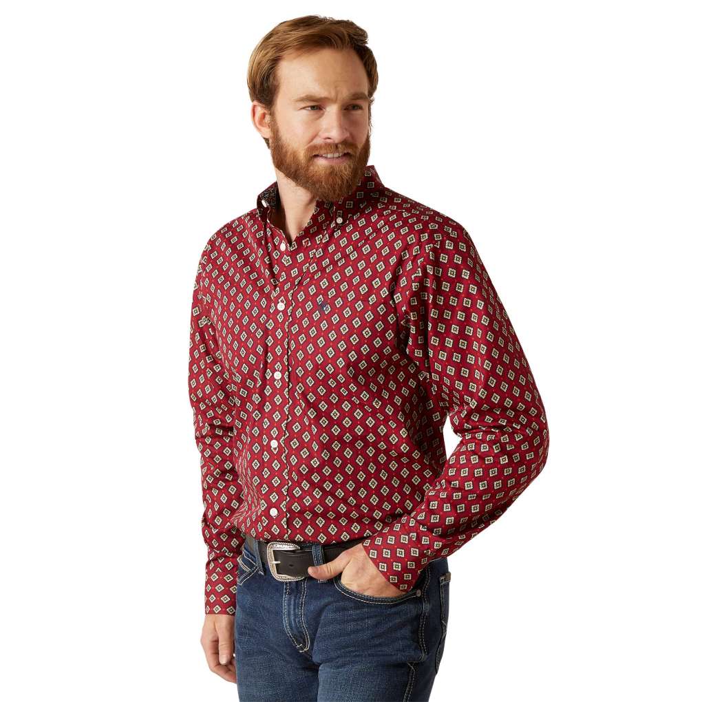 Ariat Mens WF Kyler Fittted Shirt Biking Red