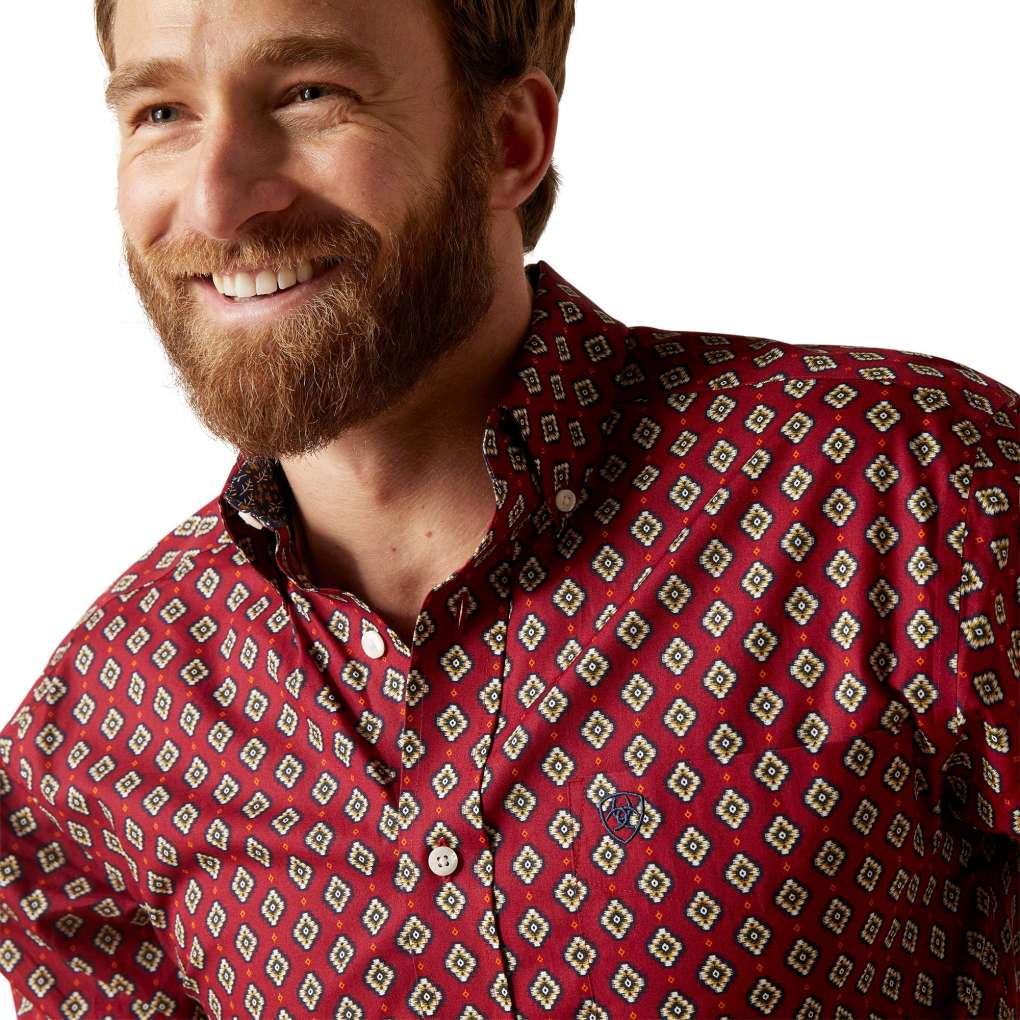 Ariat Mens WF Kyler Fittted Shirt Biking Red