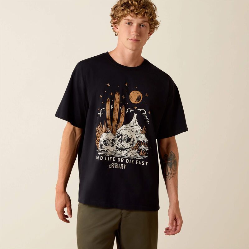 Ariat Mens Wild Life Boxy Tee Washed Black