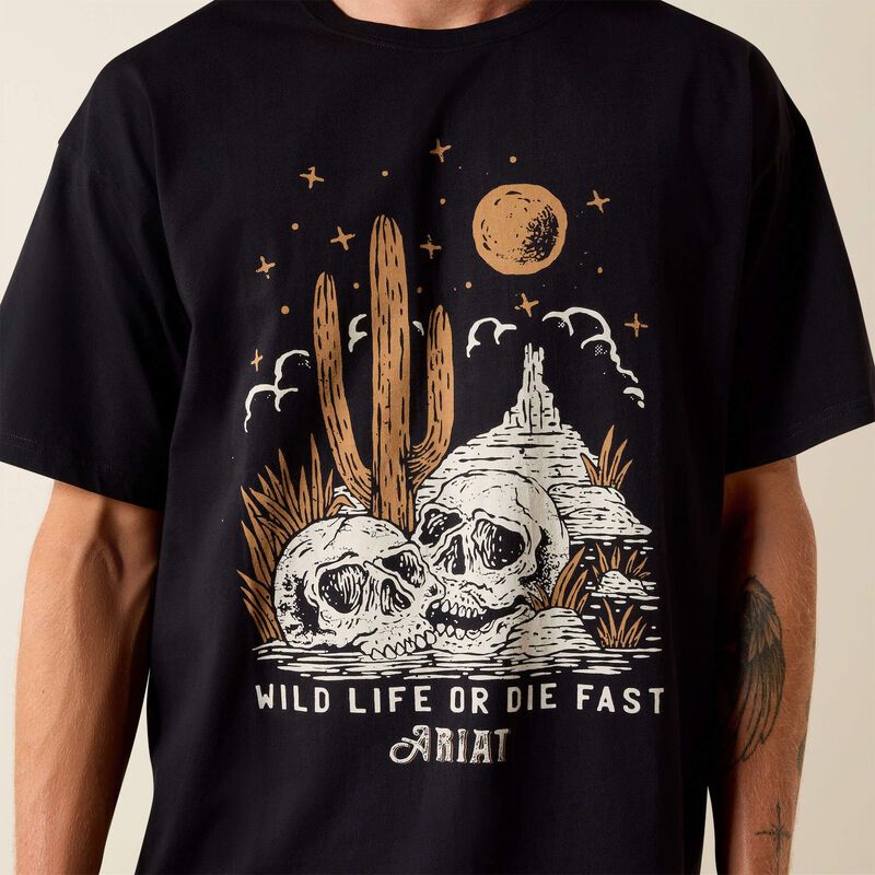 Ariat Mens Wild Life Boxy Tee Washed Black