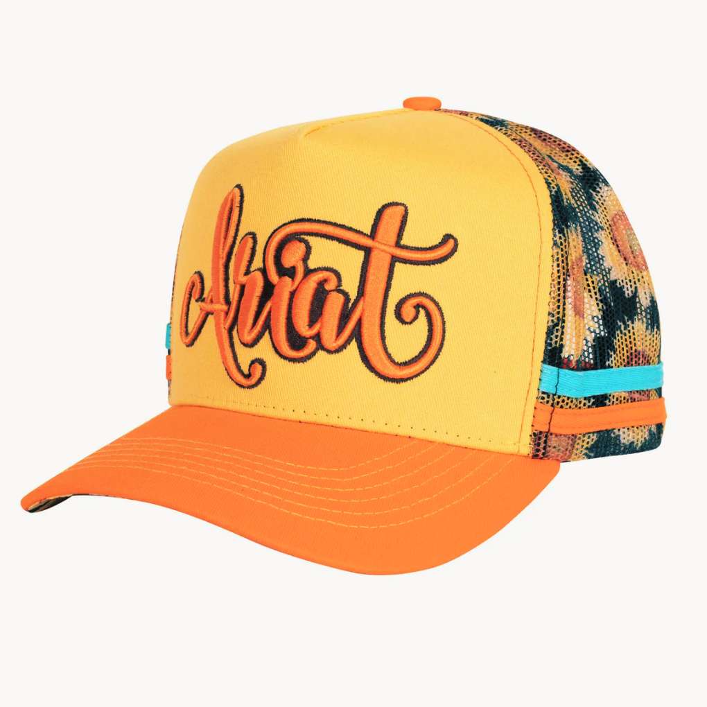 Ariat Sunflower Script Mesh Trucker Cap Wild Orange