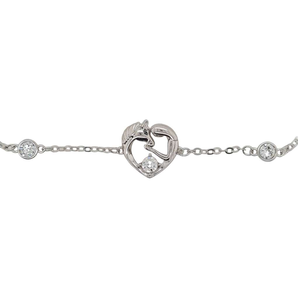 MCJ Bracelet S/s & Cz Horse In Heart