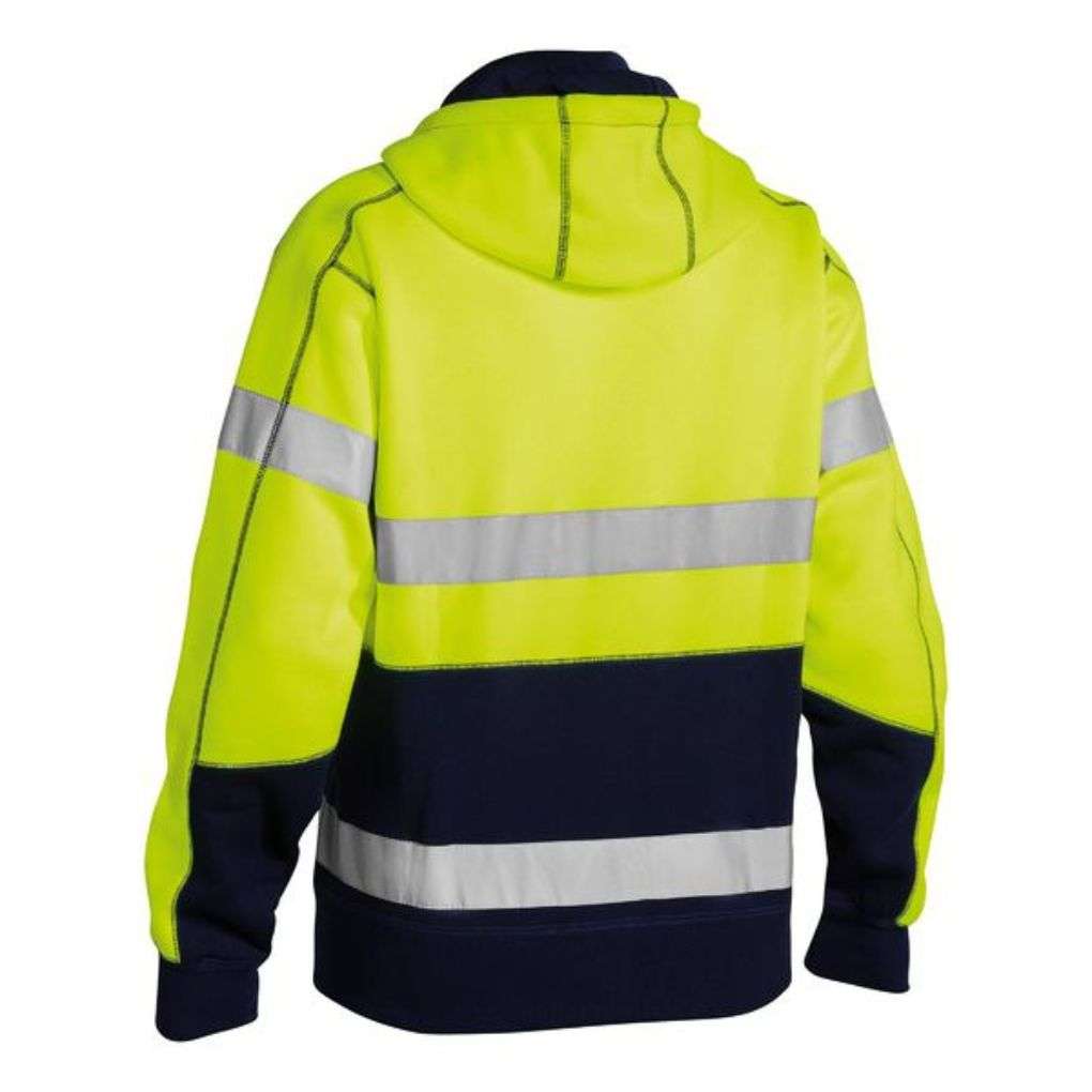 Bisley Taped Hi Vis Zip Fleece Hoodie with Sherpa Lining