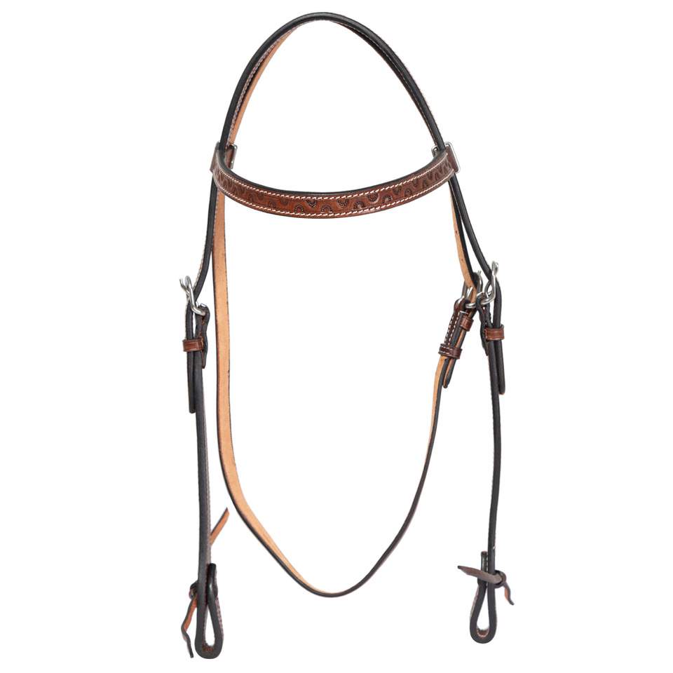Design Edge Western Headstall Tooled Brown