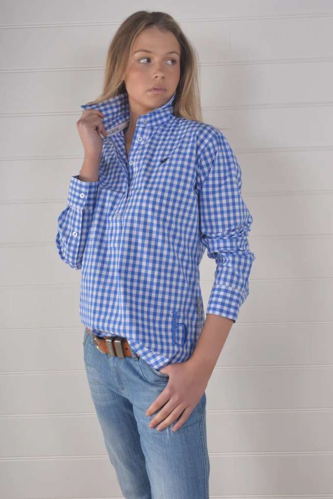 Bullrush Ladies Seascape Blair Gingham Check Shirt Cobalt