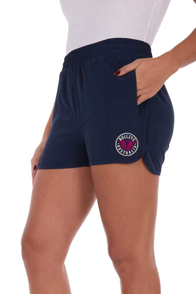 Bullzye Ladies Addie Sports Shorts Navy/Hot Pink