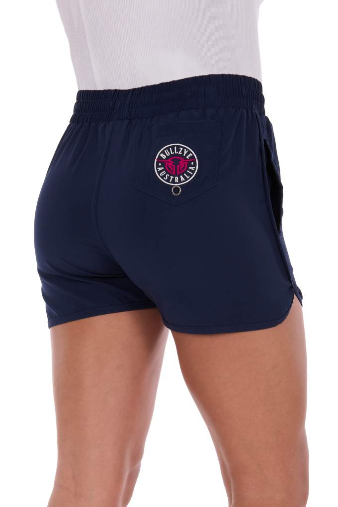 Bullzye Ladies Addie Sports Shorts Navy/Hot Pink