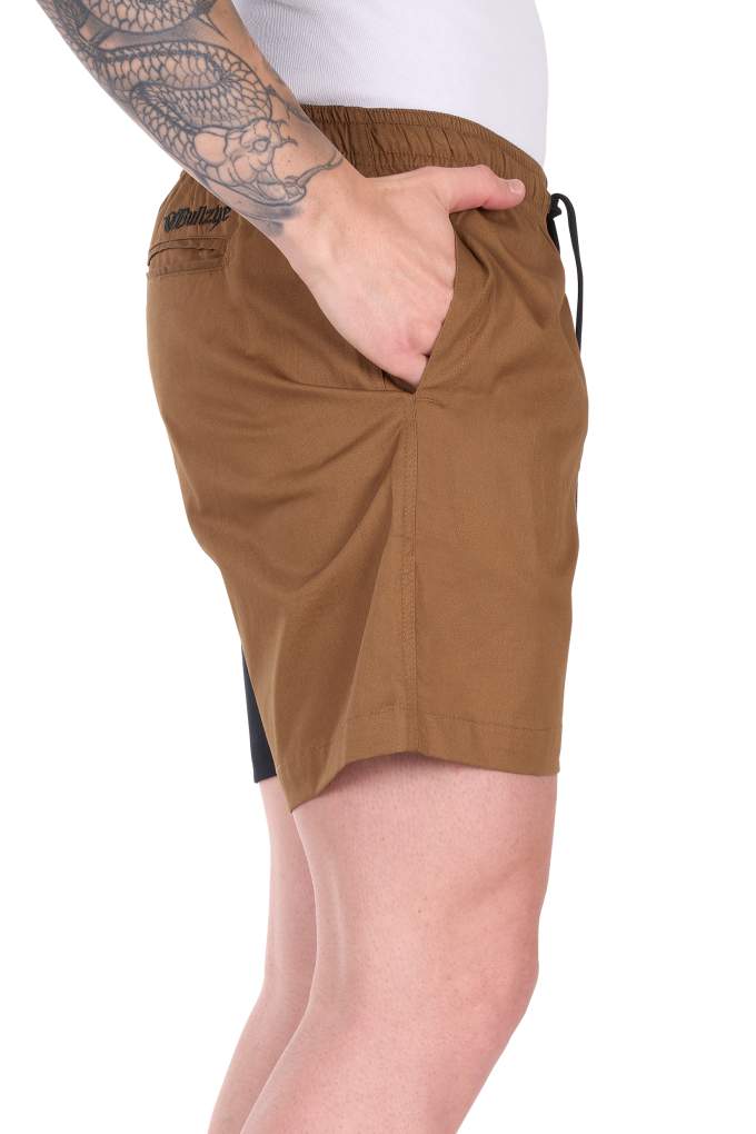 Bullzye Mens Walter Dark Tan/Black Shorts