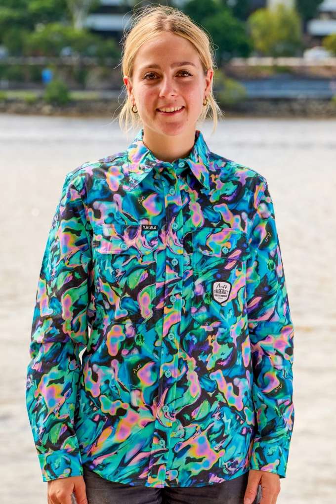 TradeMutt Ladies Bleached Az Full Button L/S Workshirt