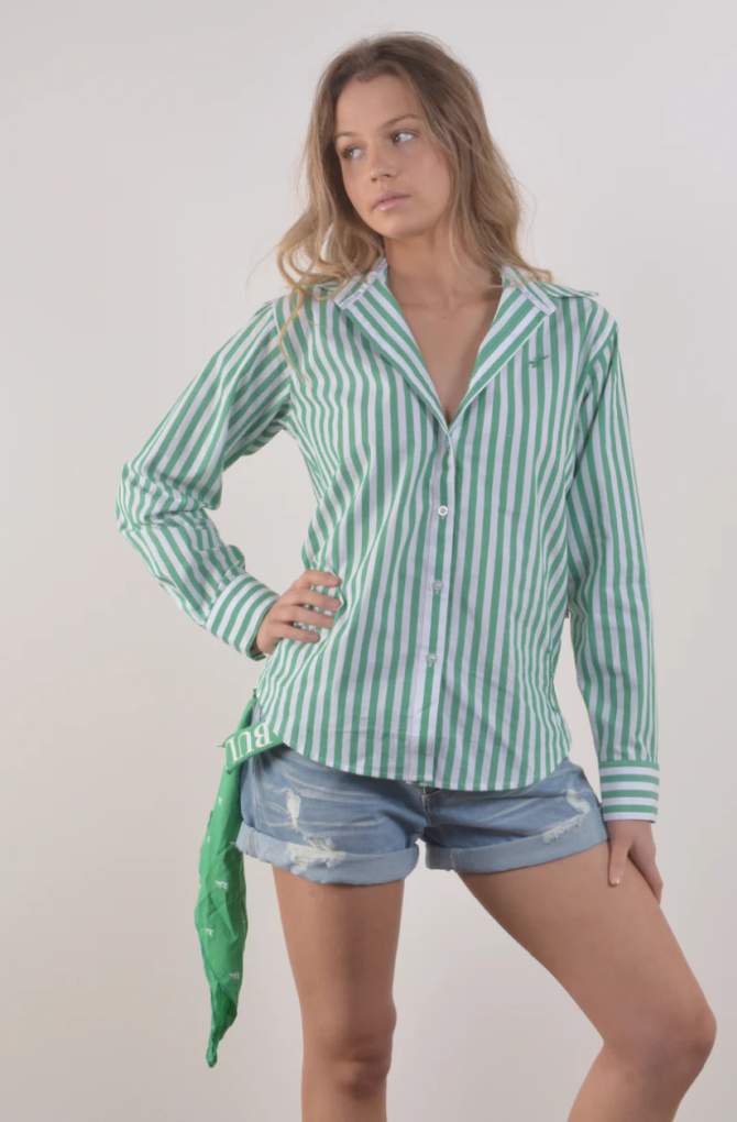 Bullrush Ladies Yunta Green Stripe Shirt