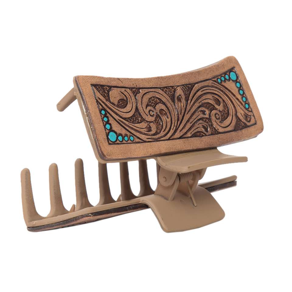 Design Edge Tooled Leather Hairclip