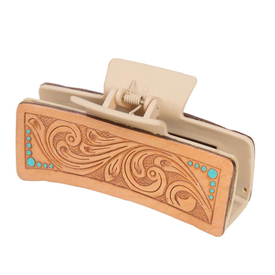 Design Edge Tooled Leather Hairclip