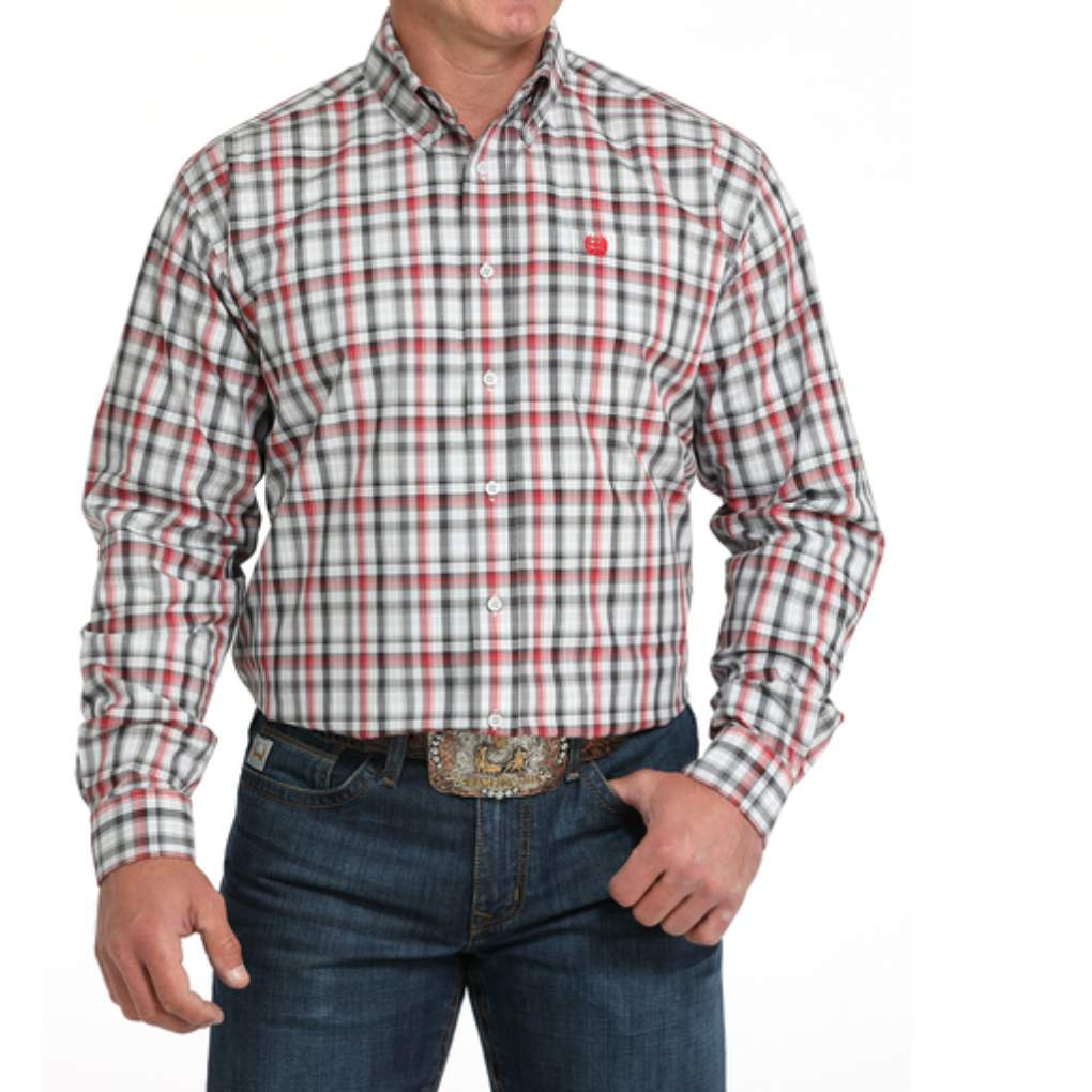 Cinch Mens Grey/Red Plaid MTW1105997 Shirt