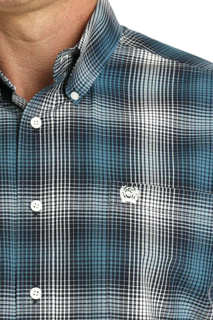 Cinch Mens Teal/Navy Plaid MTW1105775 Shirt