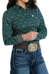 Cinch Ladies Teal MSW9164209 Geo Shirt