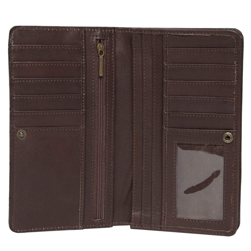 Design Edge Sandy Wallet Brown Tooled