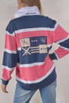 Bullrush Ladies Dutton Stripe Rugby Pink/Navy