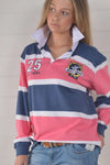 Bullrush Ladies Dutton Stripe Rugby Pink/Navy
