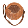 Design Edge Jamaica Round Tooled Hide Bag Tan