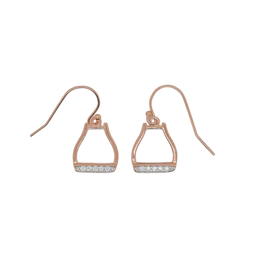 MCJ Earrings S/S RGP & CZ Drop Stirrup