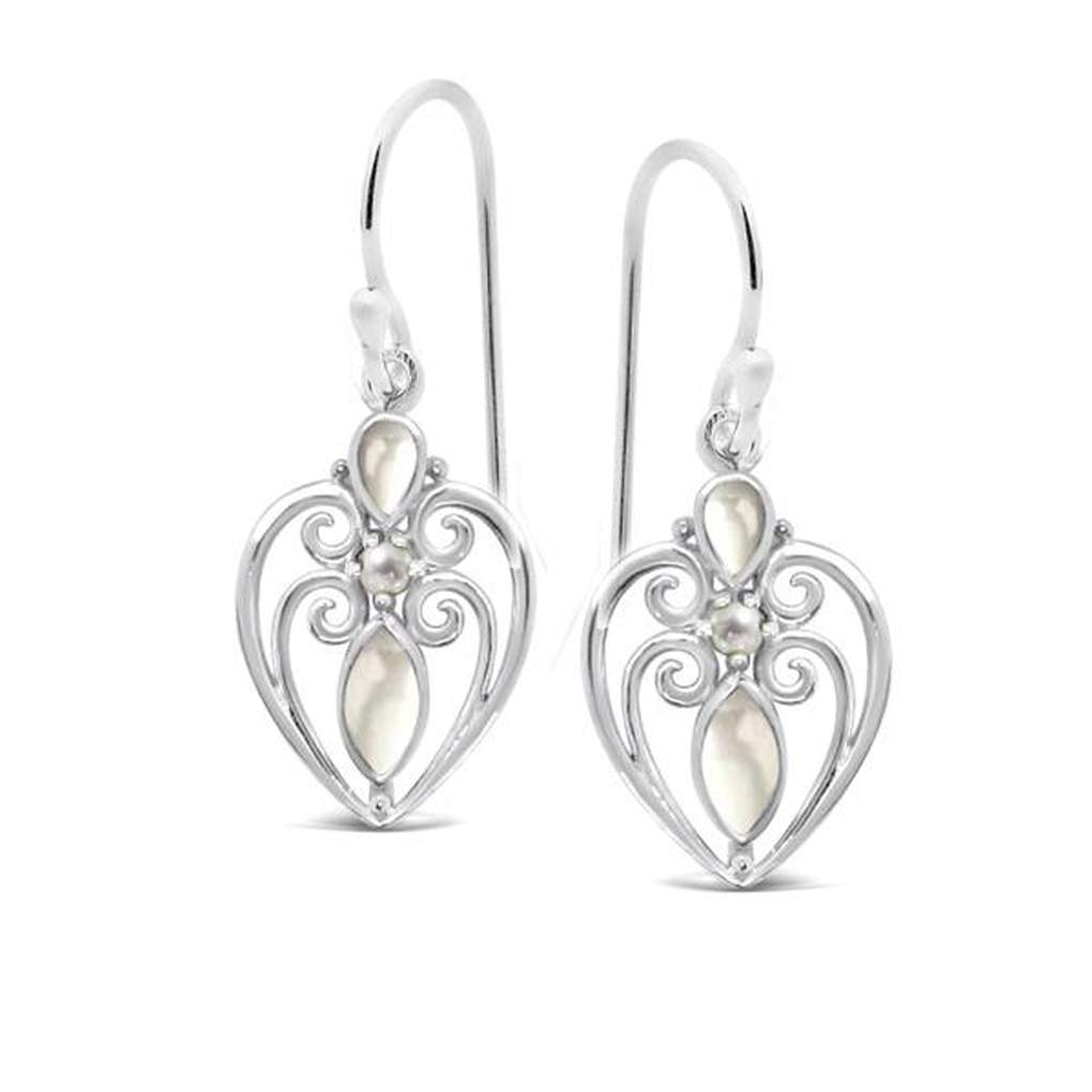 S&S Freshwater Pearl Silver Heart Earrings 22mm