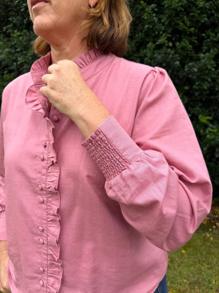 Grovers Ladies Elise Dusty Pink Ruffle Blouse