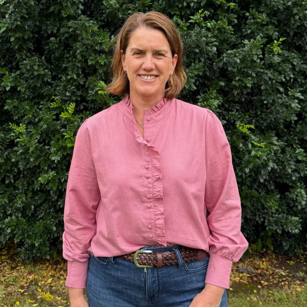 Grovers Ladies Elise Dusty Pink Ruffle Blouse