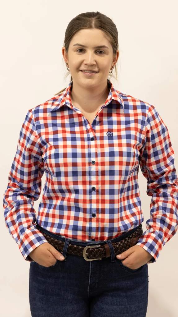 Grovers Ladies Cathy Arena Red/Navy/White Check Shirt