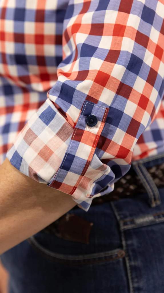 Grovers Ladies Cathy Arena Red/Navy/White Check Shirt