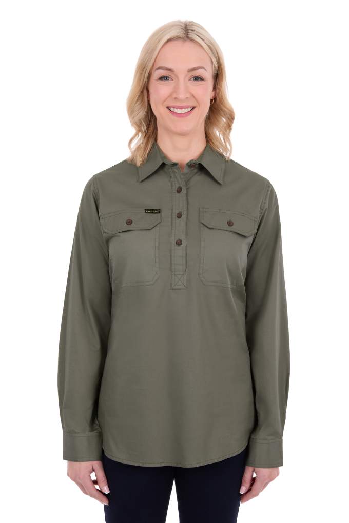 Hard Slog Ladies Half Button Lightweight Workshirt
