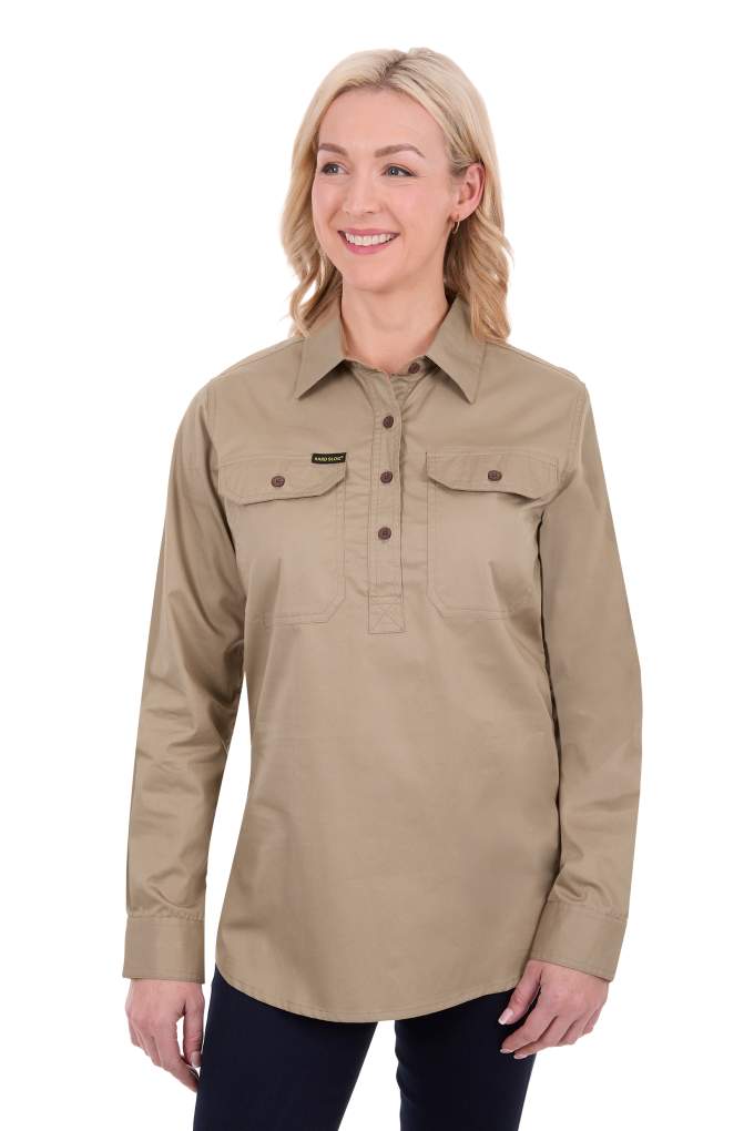 Hard Slog Ladies Half Button Lightweight Workshirt