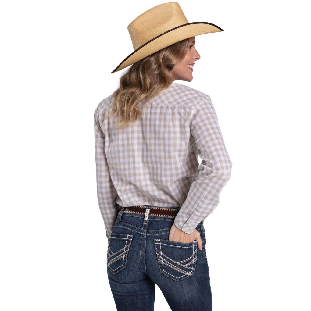 JCA Ladies Abbey Nougat & White Check Workshirt