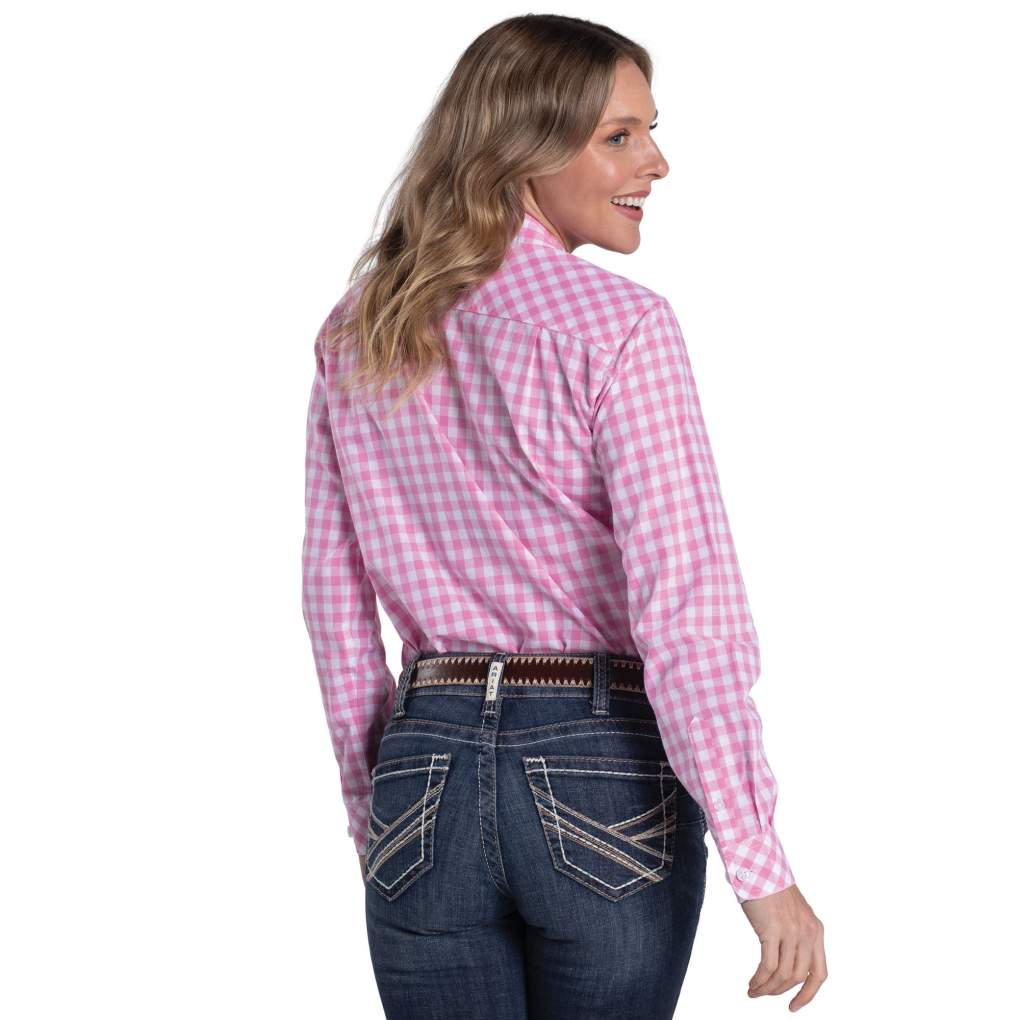 JCA Ladies Abbey Pink Lemonade &amp; White Check Workshirt