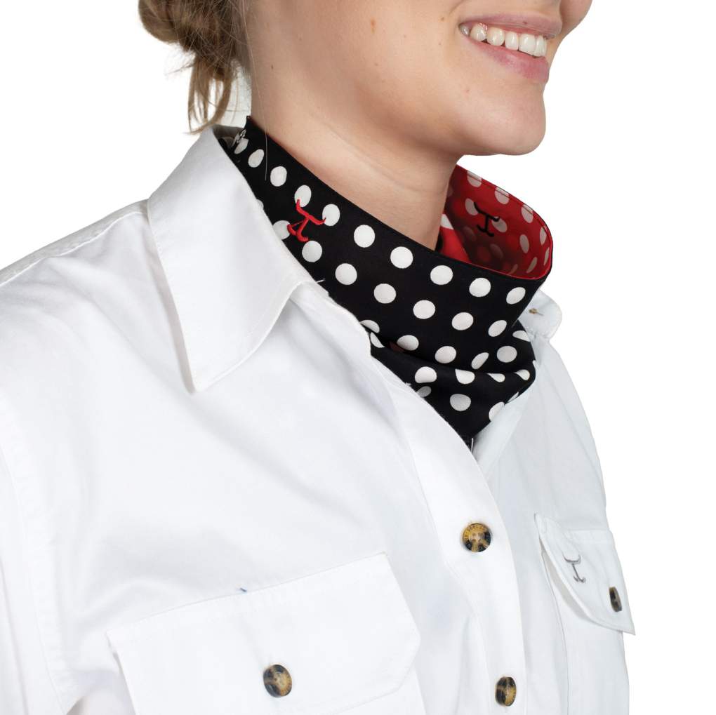 JCA Carlee Black Polka Dot/Red Polka Dot Double Sided Scarf
